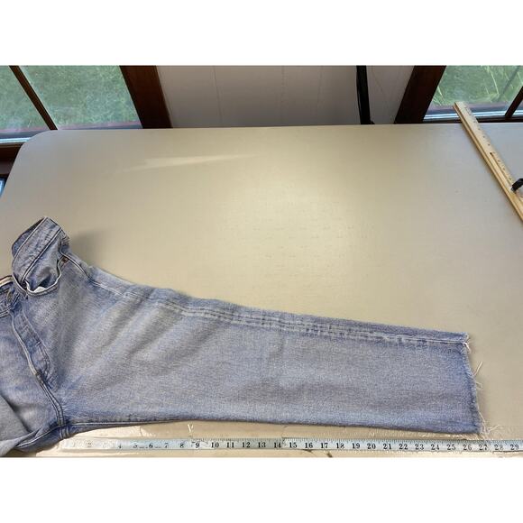 Levis Wedgie Straight Jeans Womens 29 Blue High Rise Button Fly Raw Hem 29x27 - Picture 9 of 14